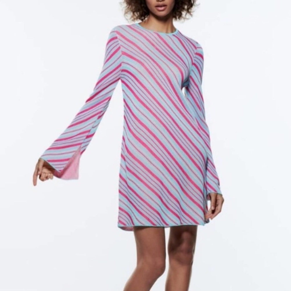Zara 70s Long Sleeve Mini Dress